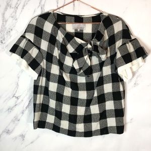 3.1 Phillip Lim || Black White check ruffle blouse